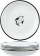 Cute Cartoon Gentleman and Dot Cat Ceramic Seasoning Dishes Sauce Dish Sushi Dipping Bowl Appetizer Plates Tea Bag Holder Serving Dish for Kitchen 5 Inch, Set of 4