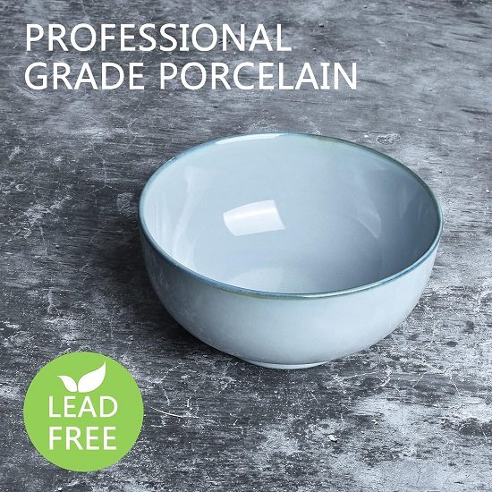 Ceramic Bowl Set of 4, Dishwasher and Microwave Safe (5.75 Inches, Grey)
