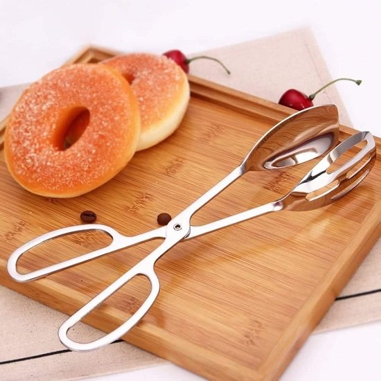 2-PACK Serving Tongs for Buffet Party Catering .Thickening Food Serving Tongs Salad / Cake / Bread Tongs Kitchen Tongs, Stainless Steel