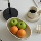 Three-Legs Ceramic Fruit Bowl for Kitchen Counter, Decorative Bowl for Table Décor, 10-inch Oval Large Bowls for Breads, Matte Crème